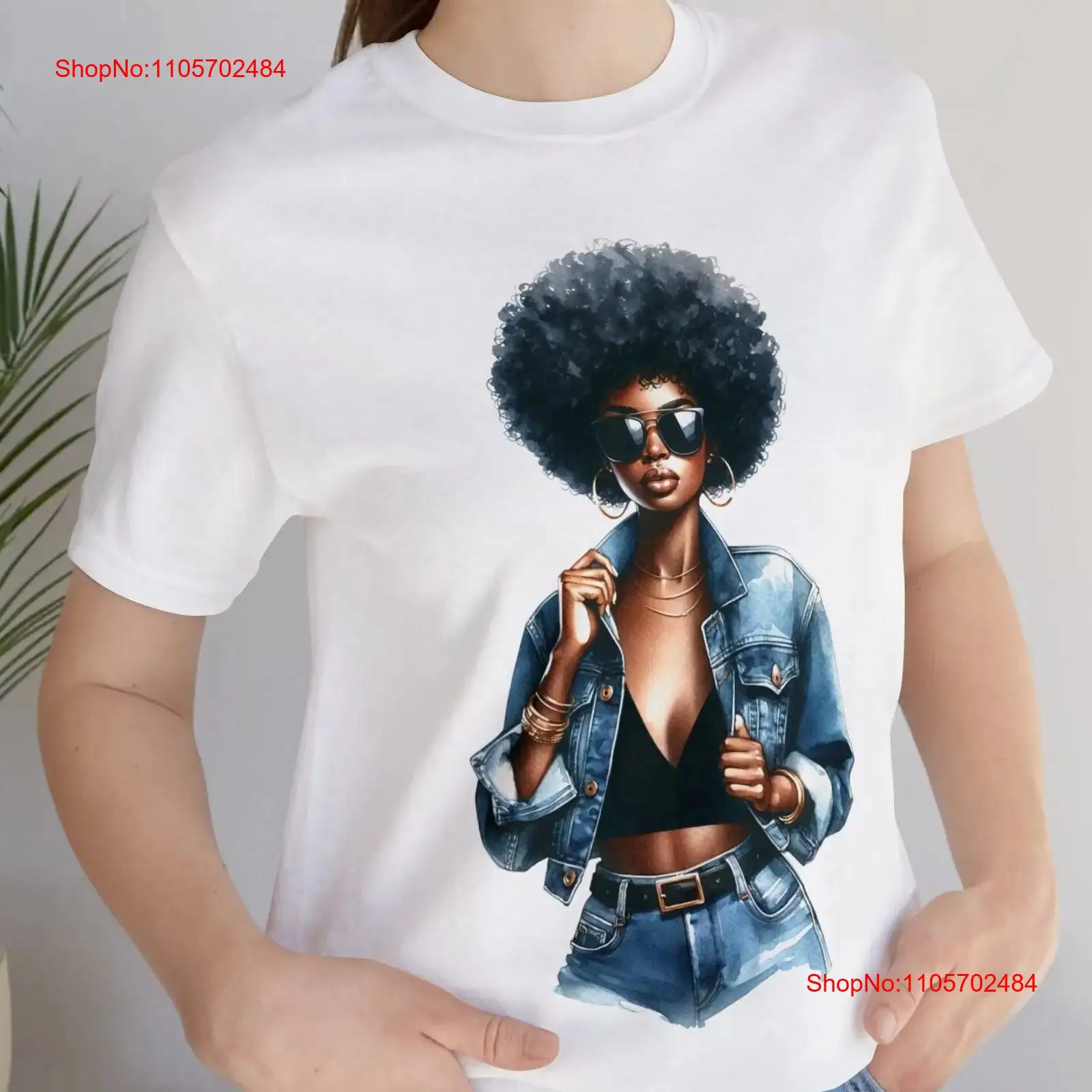 Jeans Shirt Fashion For Men - Şık Suluboya Afro Kadın Tişörtü Şık