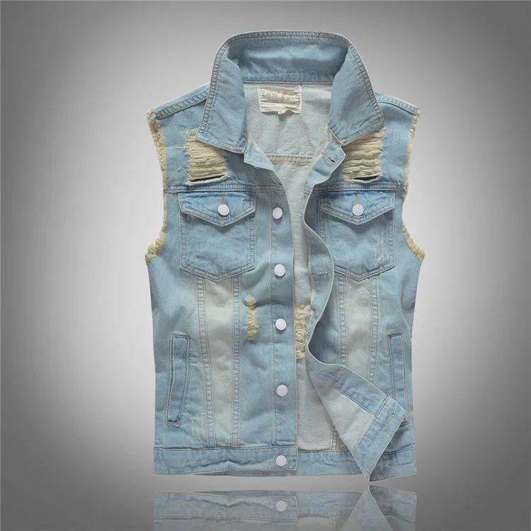 Men'S Fashion Vest With Jeans - İlkbahar Sonbahar Yeni Moda erkek Yıkanmış
