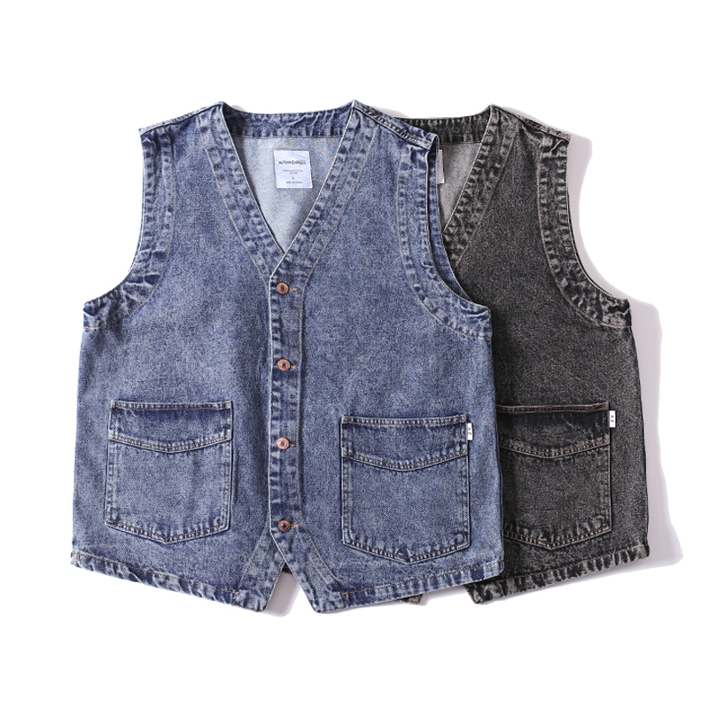 Men'S Fashion Vest With Jeans - Erkekler japon streetwear Cityboy Retro moda