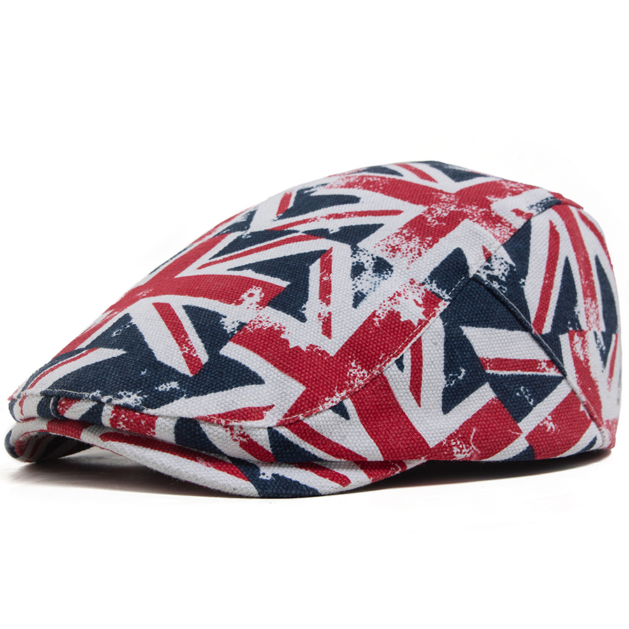 Men'S Fashion Gq - Yeni Union Jack Baskılı Düz Şapka