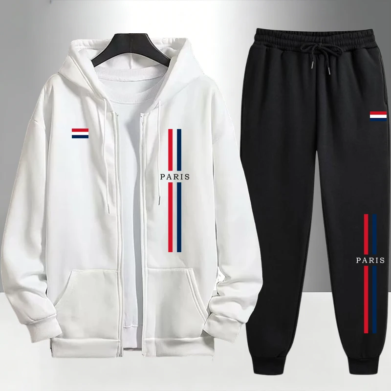 Men'S Fashion Zipper Hoodie - Paris Modası Erkek Takımı Fermuarlı Dış