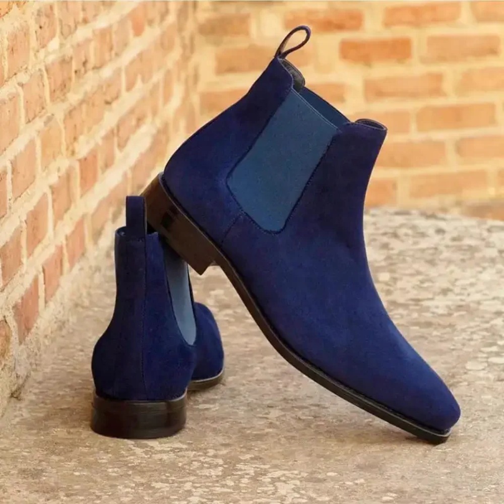 Mens Fashion Zapatos - Chelsea Boots Erkekler Mavi Suni Süet