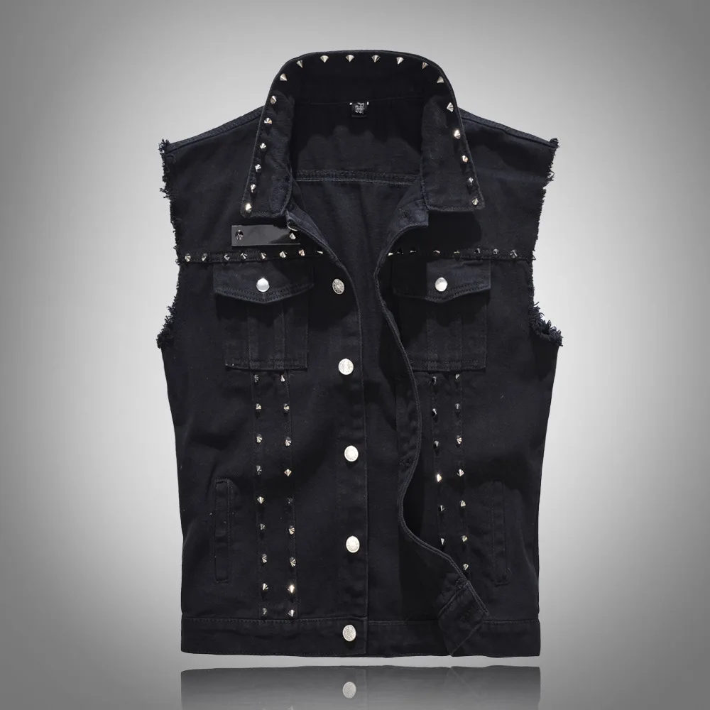 Men'S Fashion Vest With Jeans - 2026 İlkbahar Modası Erkekler İçin Perçinli