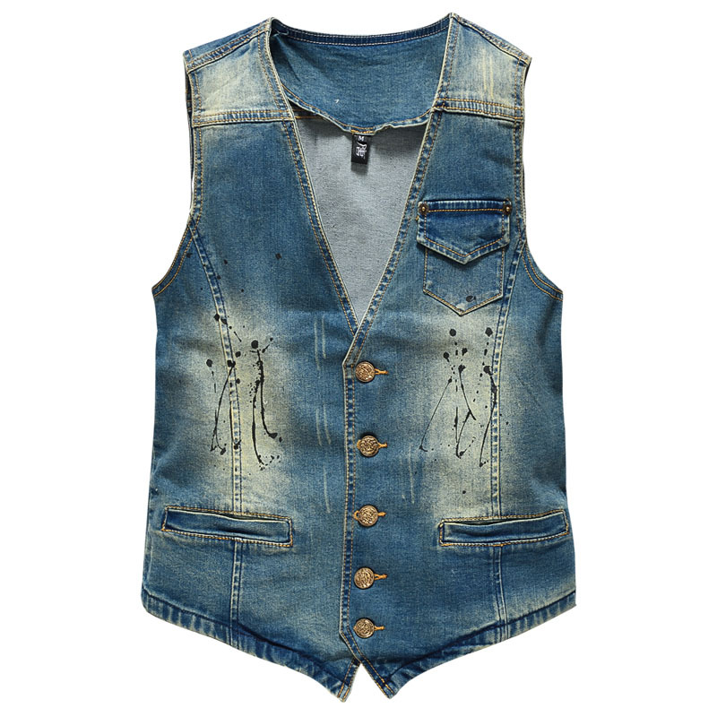 Men'S Fashion Vest With Jeans - İlkbahar sonbahar yeni moda erkek v