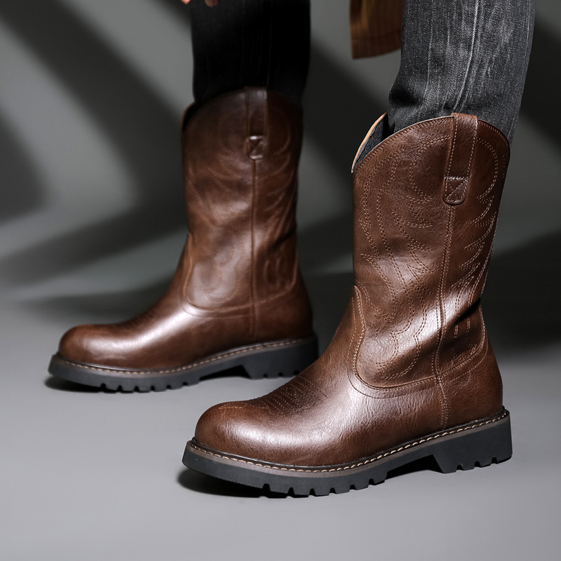Mens Fashion Zapatos - Moda Erkek Kovboy Çizmeleri Yeni Nakış