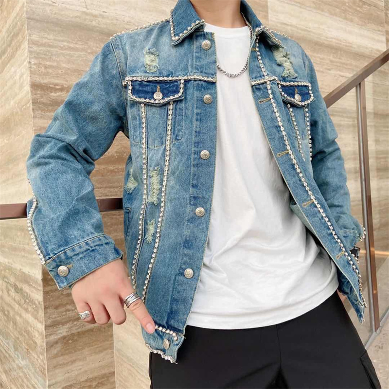 Men'S Fashion Vest With Jeans - Elmas Kenarlı Baskılı Moda Yeni Erkek