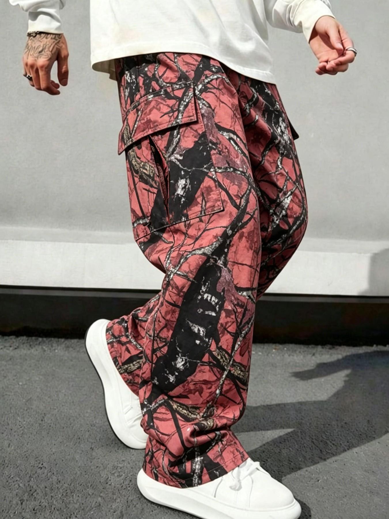 Mens Fashion Camo Pants - Erkek Kamuflaj Desenli Düz Paça Bol