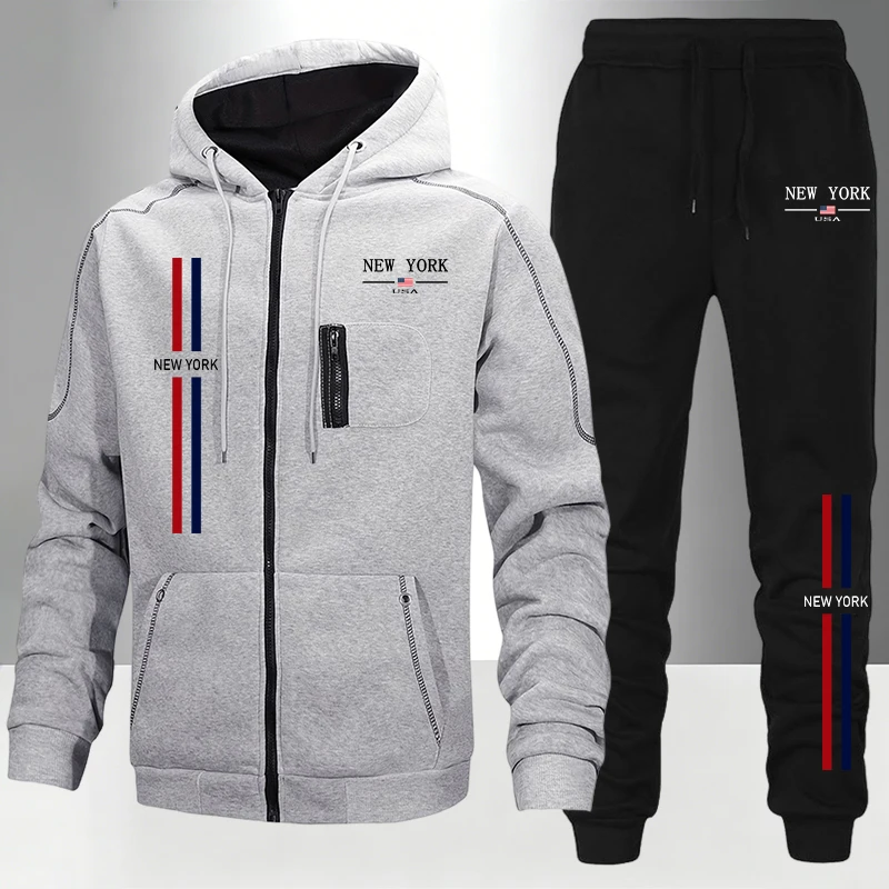 Men'S Fashion Zipper Hoodie - Erkek Takım Elbise/Ceket/Pantolon Sonbahar Kış Spor