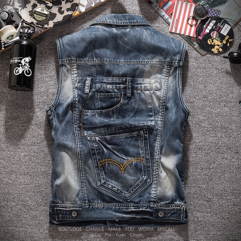 Men'S Fashion Vest With Jeans - Moda Jean Yelek Motosiklet Kot Yelek