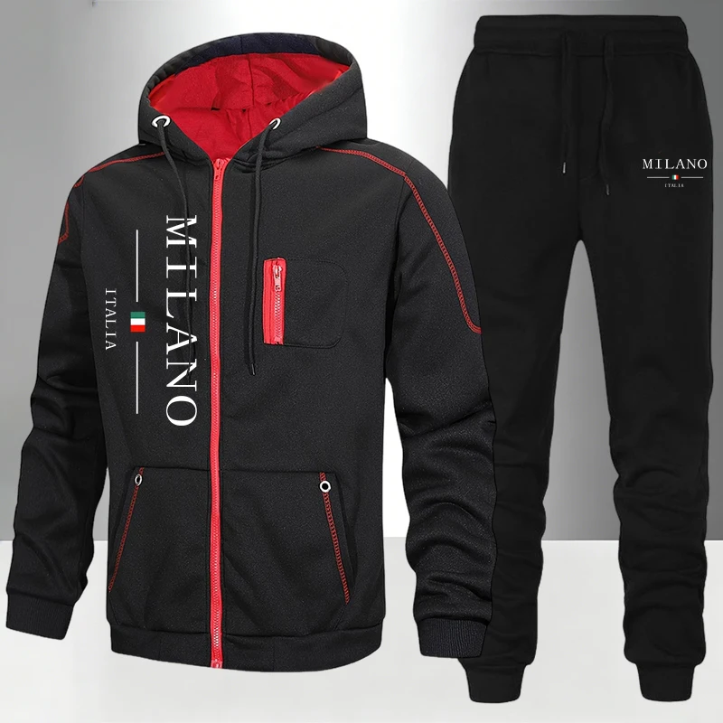 Men'S Fashion Zipper Hoodie - İtalya Moda Erkek Takım Elbise/Ceket/Pantolon Sonbahar