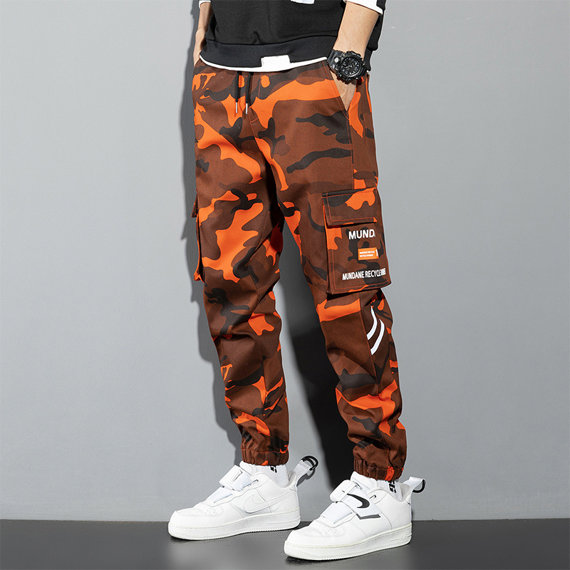 Mens Fashion Camo Pants - Turuncu kargo pantolon erkekler Hip Hop