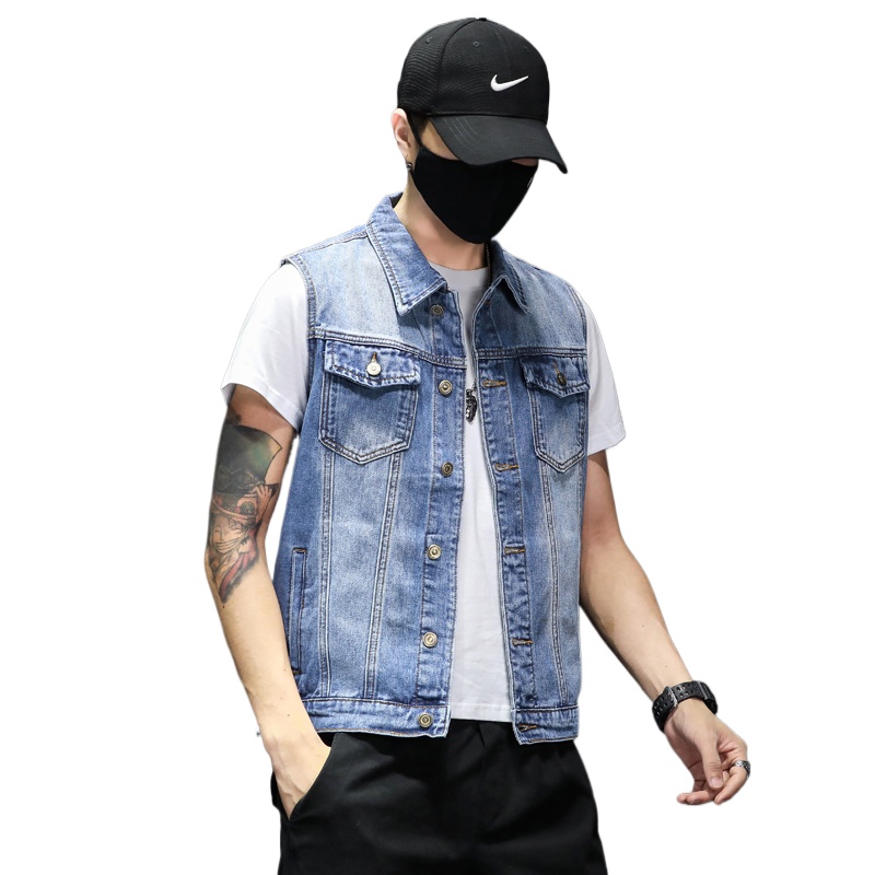 Yeni Moda Erkekler Mavi Kot Ye - Men'S Fashion Vest With Jeans incelemesi ve fiyatı