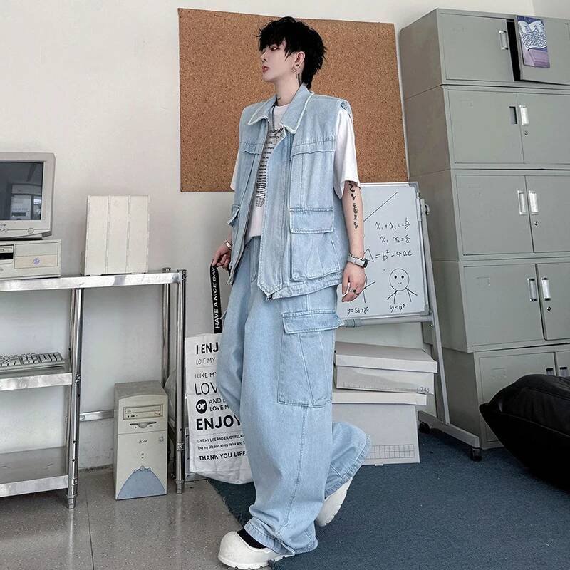 LUZHEN 2026 Yaz Düz Renk Çok c - Men'S Fashion Vest With Jeans incelemesi ve fiyatı