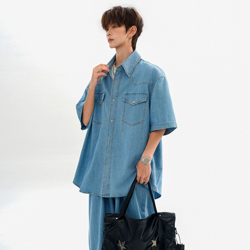 WTHT Moda erkek Patchwork Cepl - Jeans Shirt Fashion For Men incelemesi ve fiyatı