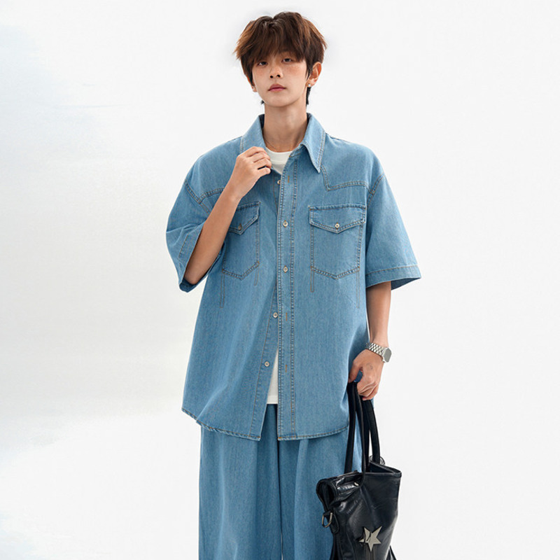 WTHT Moda erkek Patchwork Cepl - Jeans Shirt Fashion For Men incelemesi ve fiyatı